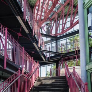 160. Pink Railings in Staircase