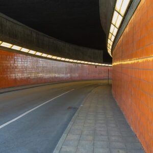 164. Deep Orange Cyclist Passage