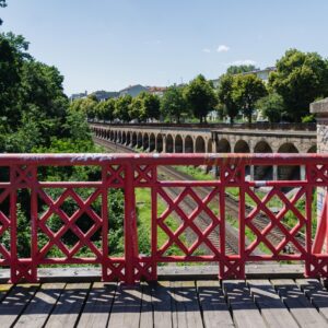 190. Red Railing Over Railway